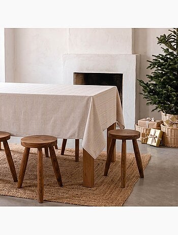 Toalha de mesa de natal com riscas de fio lurex em relevo - gamusi.