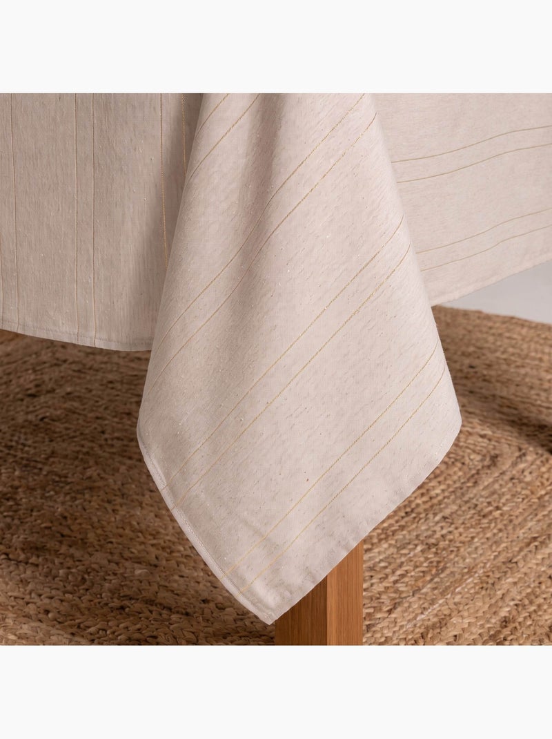 Toalha de mesa de natal com riscas de fio lurex em relevo - gamusi. Bege - Kiabi