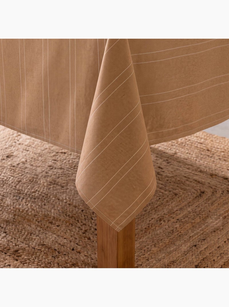 Toalha de mesa de natal com riscas de fio lurex em relevo - gamusi. Ocre - Kiabi