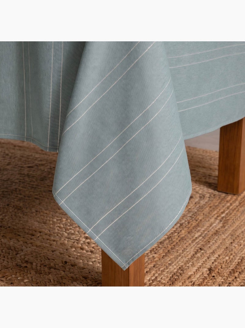 Toalha de mesa de natal com riscas de fio lurex em relevo - gamusi. Verde-água - Kiabi