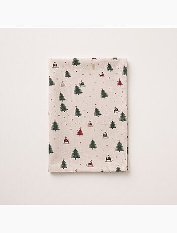 Toalha de mesa de natal com toque de linho natural e estampado alpino - gamusi.