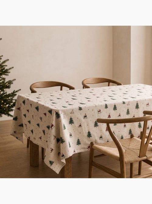 Toalha de mesa de natal com toque de linho natural e estampado alpino - gamusi. - Kiabi Toalha de mesa de natal com toque de linho natural e estampado alpino - gamusi. - Kiabi
