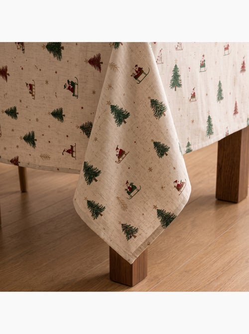 Toalha de mesa de natal com toque de linho natural e estampado alpino - gamusi. - Kiabi Toalha de mesa de natal com toque de linho natural e estampado alpino - gamusi. - Kiabi