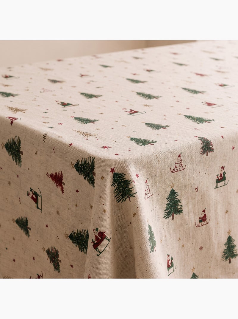 Toalha de mesa de natal com toque de linho natural e estampado alpino - gamusi. Linho - Kiabi