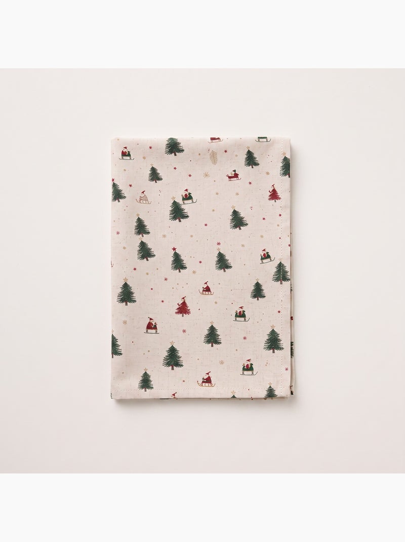Toalha de mesa de natal com toque de linho natural e estampado alpino - gamusi. Linho - Kiabi