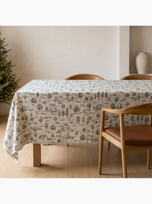 Toalha de mesa de natal com toque de linho natural e estampado campestre - gamusi. - Kiabi Toalha de mesa de natal com toque de linho natural e estampado campestre - gamusi. - Kiabi