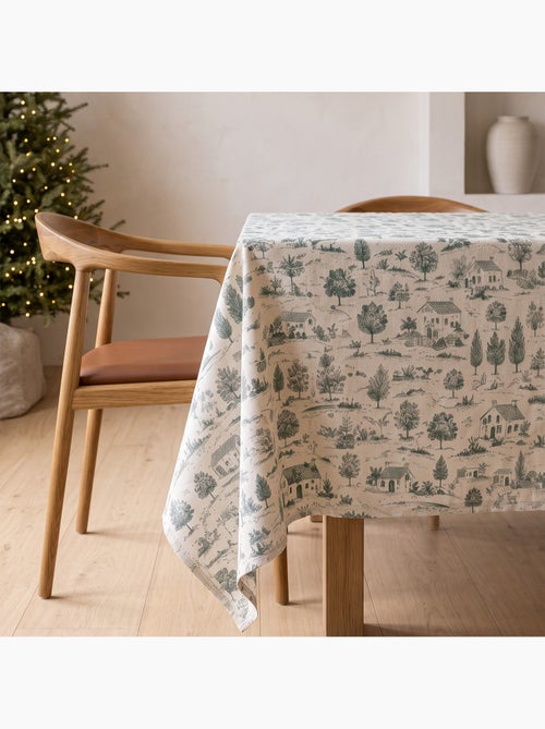Toalha de mesa de natal com toque de linho natural e estampado campestre - gamusi. - Kiabi Toalha de mesa de natal com toque de linho natural e estampado campestre - gamusi. - Kiabi