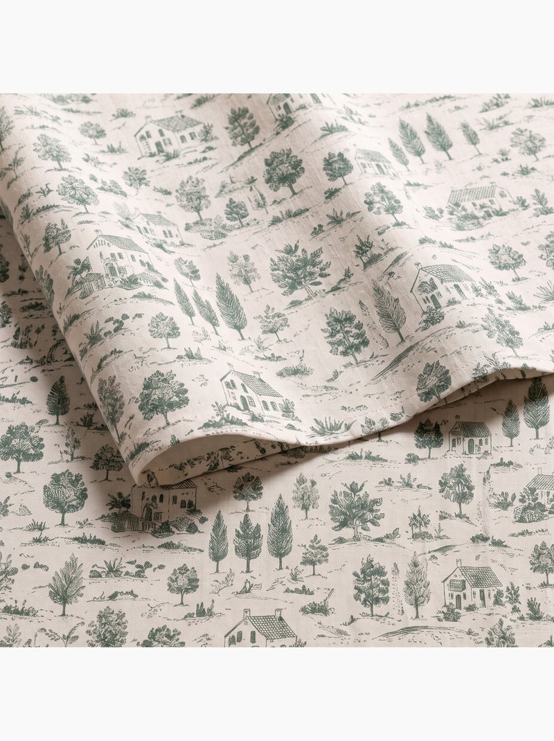 Toalha de mesa de natal com toque de linho natural e estampado campestre - gamusi. Linho - Kiabi