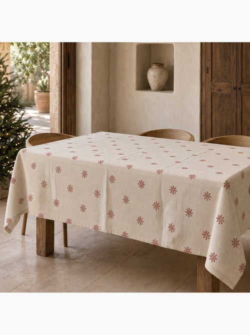 Toalha de mesa de natal com toque de linho natural e estampado de flocos de neve - gamusi. - Kiabi Toalha de mesa de natal com toque de linho natural e estampado de flocos de neve - gamusi. - Kiabi