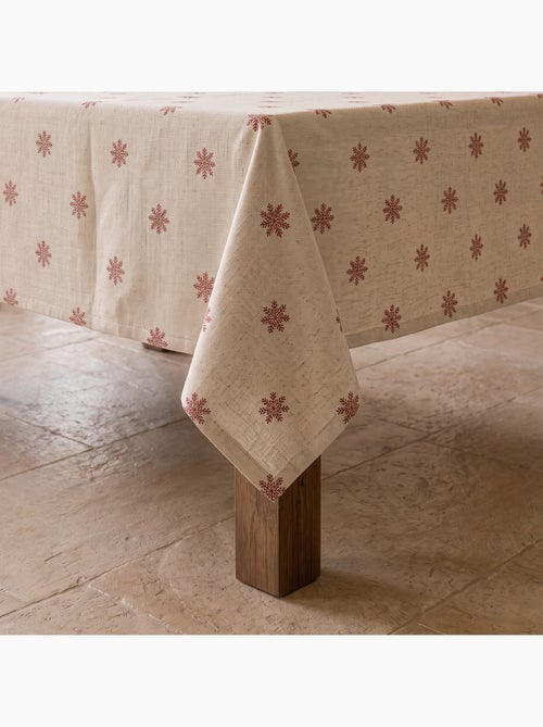 Toalha de mesa de natal com toque de linho natural e estampado de flocos de neve - gamusi. - Kiabi Toalha de mesa de natal com toque de linho natural e estampado de flocos de neve - gamusi. - Kiabi
