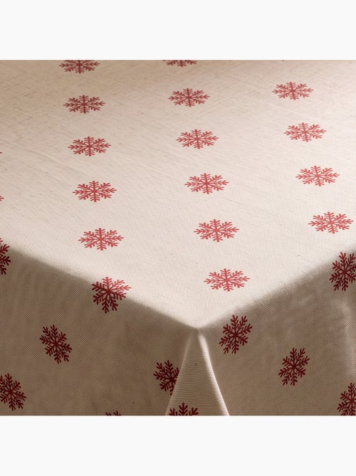 Toalha de mesa de natal com toque de linho natural e estampado de flocos de neve - gamusi. - Kiabi Toalha de mesa de natal com toque de linho natural e estampado de flocos de neve - gamusi. - Kiabi