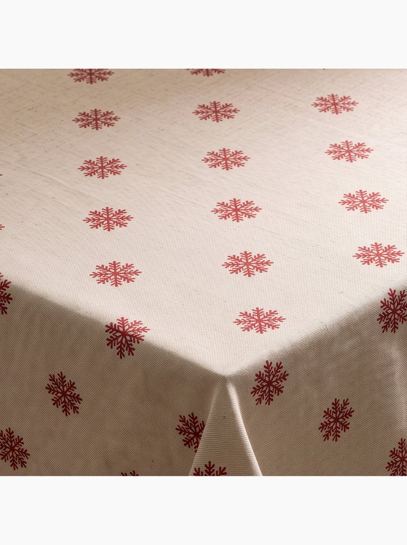 Toalha de mesa de natal com toque de linho natural e estampado de flocos de neve - gamusi. Linho - Kiabi