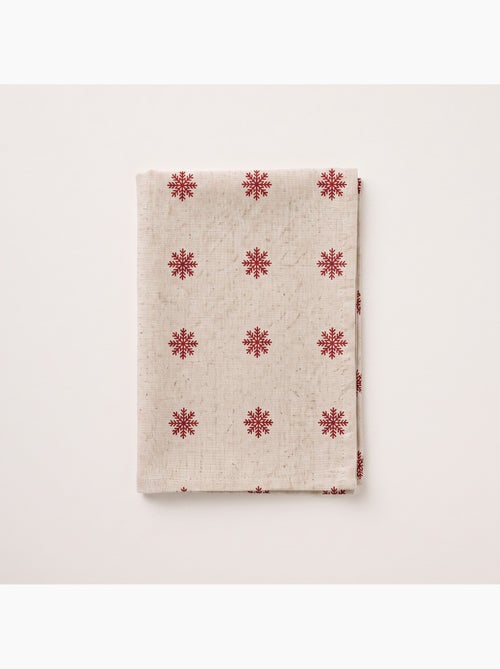 Toalha de mesa de natal com toque de linho natural e estampado de flocos de neve - gamusi. - Kiabi Toalha de mesa de natal com toque de linho natural e estampado de flocos de neve - gamusi. - Kiabi