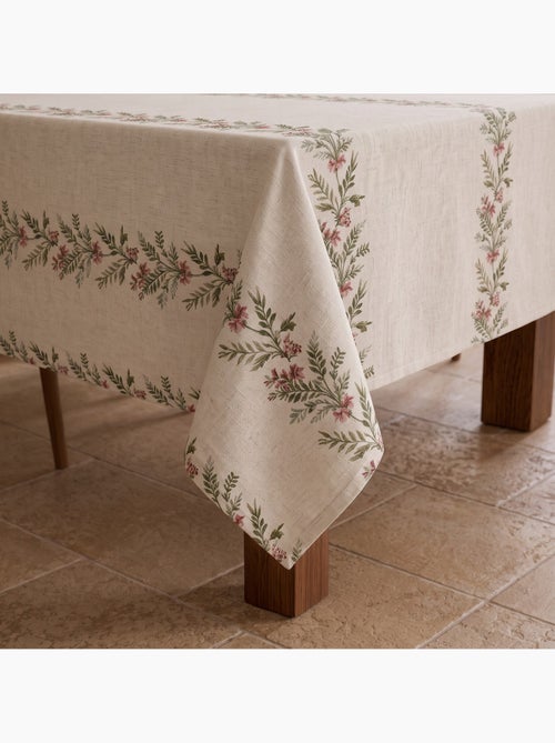 Toalha de mesa de natal com toque de linho natural e estampado de grinalda de natal - gamusi. - Kiabi Toalha de mesa de natal com toque de linho natural e estampado de grinalda de natal - gamusi. - Kiabi