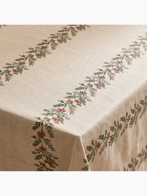 Toalha de mesa de natal com toque de linho natural e estampado de grinalda de natal - gamusi. - Kiabi Toalha de mesa de natal com toque de linho natural e estampado de grinalda de natal - gamusi. - Kiabi