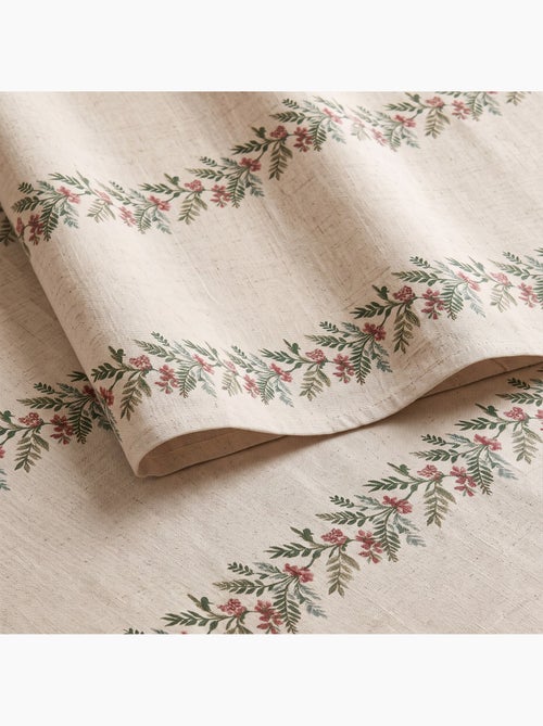 Toalha de mesa de natal com toque de linho natural e estampado de grinalda de natal - gamusi. - Kiabi Toalha de mesa de natal com toque de linho natural e estampado de grinalda de natal - gamusi. - Kiabi