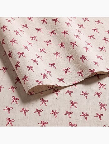 Toalha de mesa de natal com toque de linho natural e estampado de laços - gamusi.