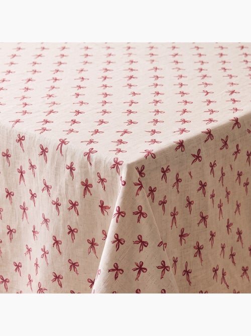 Toalha de mesa de natal com toque de linho natural e estampado de laços - gamusi. - Kiabi Toalha de mesa de natal com toque de linho natural e estampado de laços - gamusi. - Kiabi