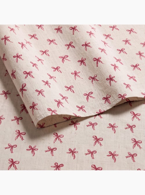 Toalha de mesa de natal com toque de linho natural e estampado de laços - gamusi. - Kiabi Toalha de mesa de natal com toque de linho natural e estampado de laços - gamusi. - Kiabi