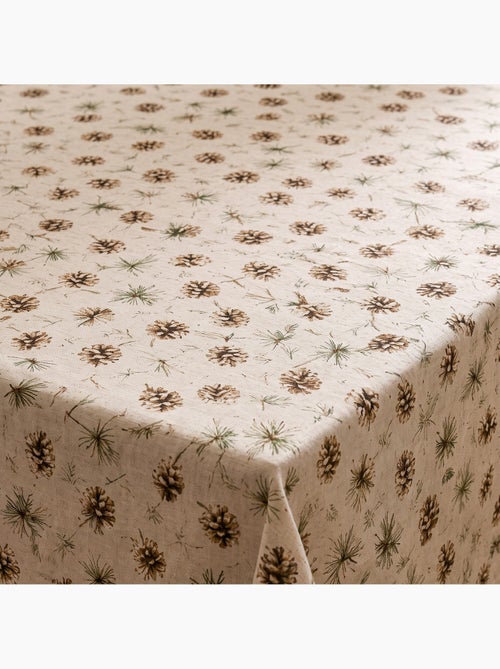 Toalha de mesa de natal com toque de linho natural e estampado de pinheiros - gamusi. - Kiabi Toalha de mesa de natal com toque de linho natural e estampado de pinheiros - gamusi. - Kiabi