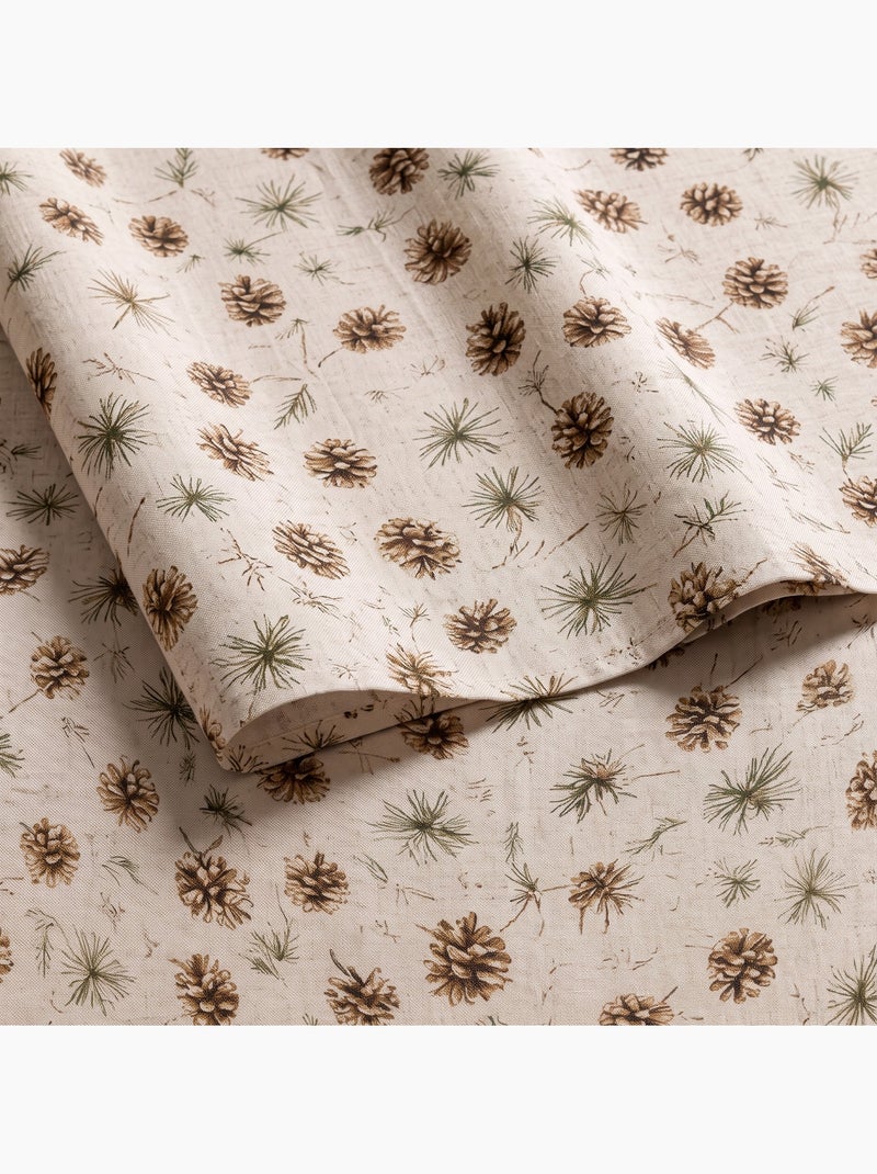 Toalha de mesa de natal com toque de linho natural e estampado de pinheiros - gamusi. Linho - Kiabi