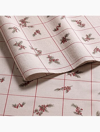 Toalha de mesa de natal com toque de linho natural e estampado xadrez - gamusi.