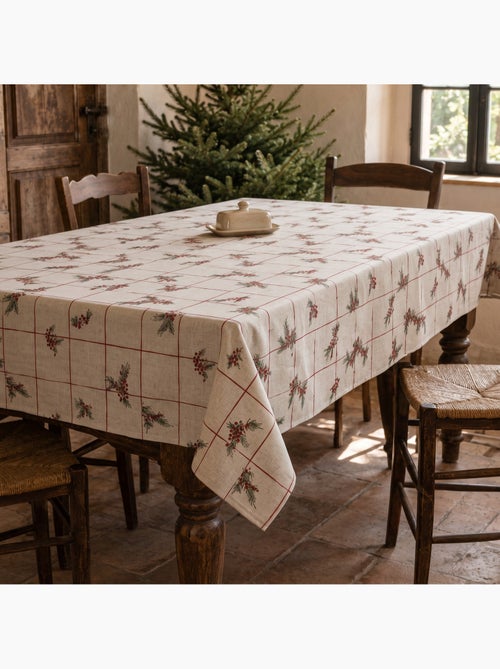 Toalha de mesa de natal com toque de linho natural e estampado xadrez - gamusi. - Kiabi Toalha de mesa de natal com toque de linho natural e estampado xadrez - gamusi. - Kiabi