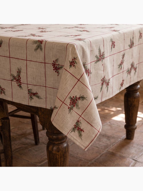 Toalha de mesa de natal com toque de linho natural e estampado xadrez - gamusi. - Kiabi Toalha de mesa de natal com toque de linho natural e estampado xadrez - gamusi. - Kiabi