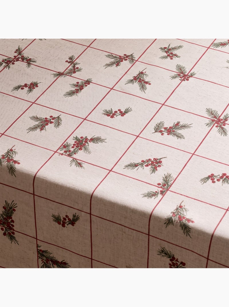 Toalha de mesa de natal com toque de linho natural e estampado xadrez - gamusi. Linho - Kiabi
