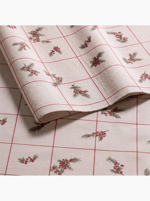 Toalha de mesa de natal com toque de linho natural e estampado xadrez - gamusi. - Kiabi Toalha de mesa de natal com toque de linho natural e estampado xadrez - gamusi. - Kiabi