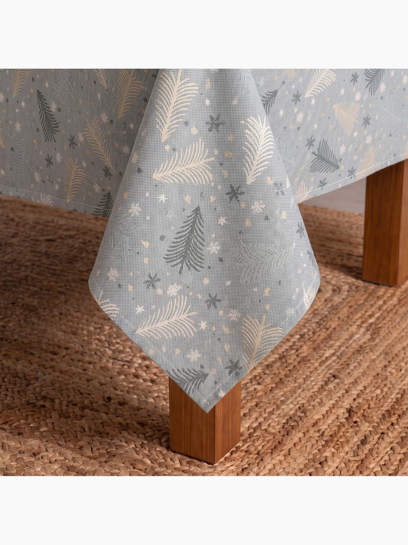 Toalha de mesa de natal em algodão, abetos e estrelas dourados em relevo - gamusi Azul-dourado - Kiabi