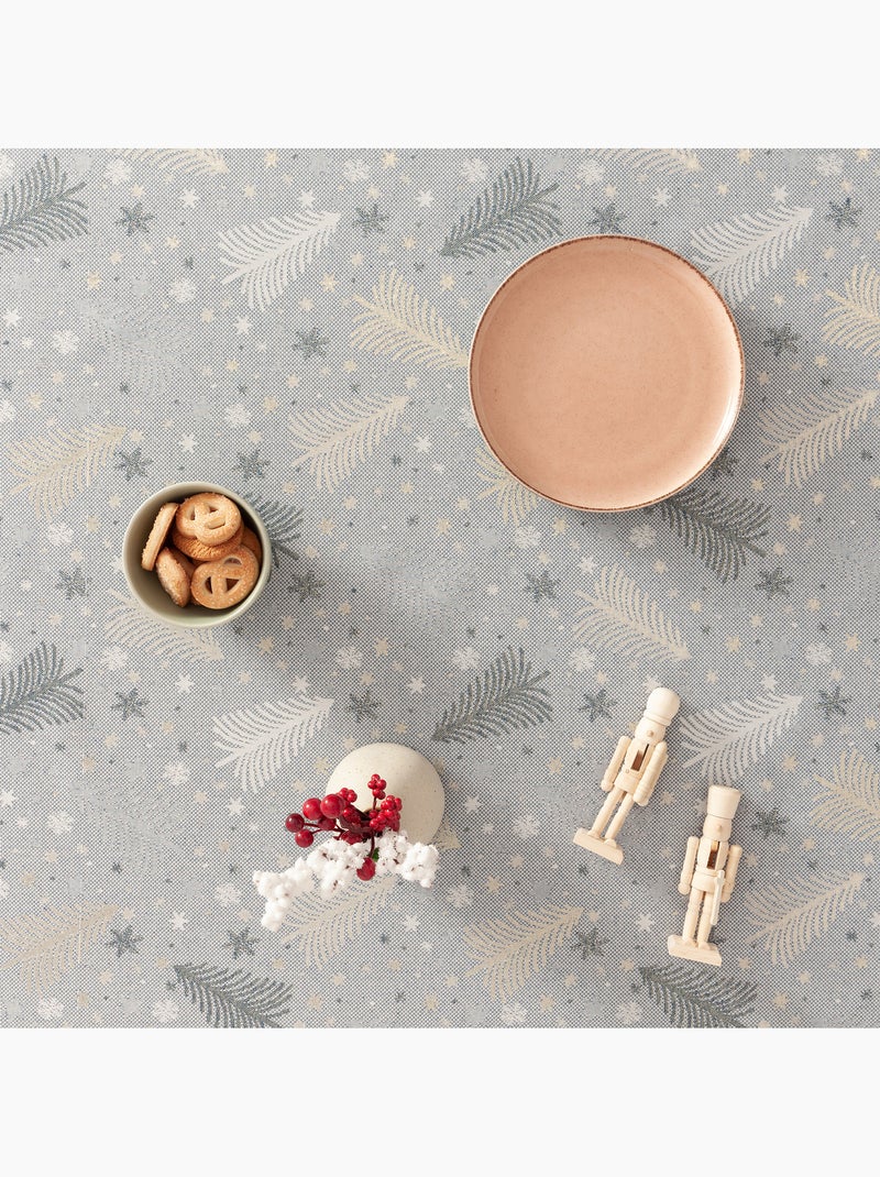 Toalha de mesa de natal em algodão, abetos e estrelas dourados em relevo - gamusi Azul-dourado - Kiabi