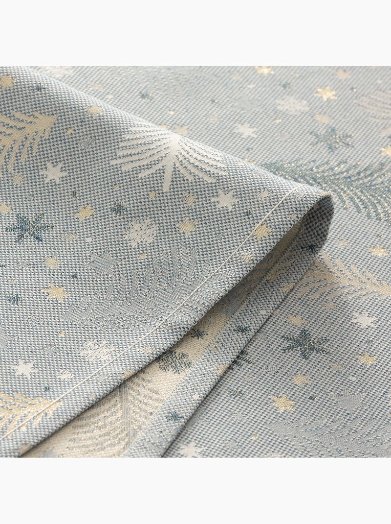 Toalha de mesa de natal em algodão, abetos e estrelas dourados em relevo - gamusi Azul-dourado - Kiabi