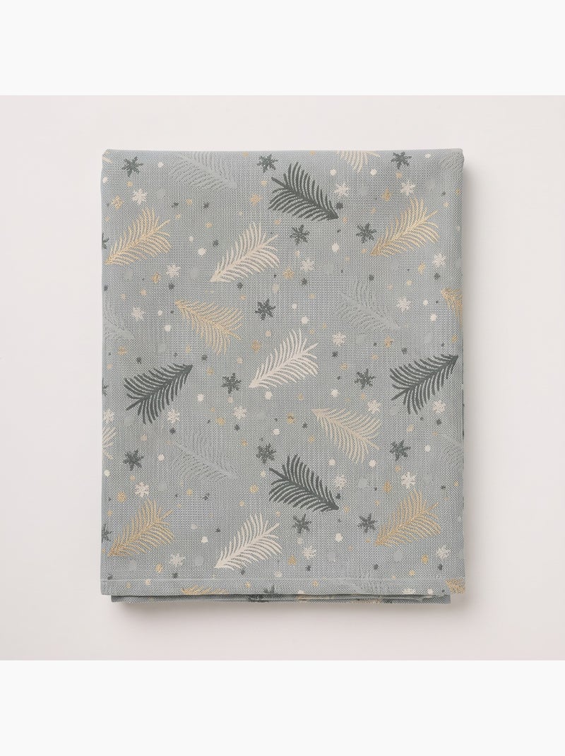 Toalha de mesa de natal em algodão, abetos e estrelas dourados em relevo - gamusi Azul-dourado - Kiabi