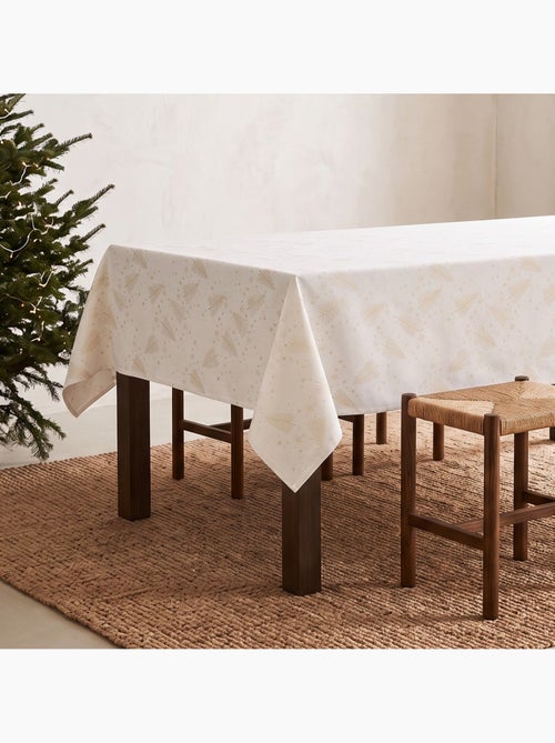 Toalha de mesa de natal em algodão, abetos e estrelas dourados em relevo - gamusi - Kiabi Toalha de mesa de natal em algodão, abetos e estrelas dourados em relevo - gamusi - Kiabi