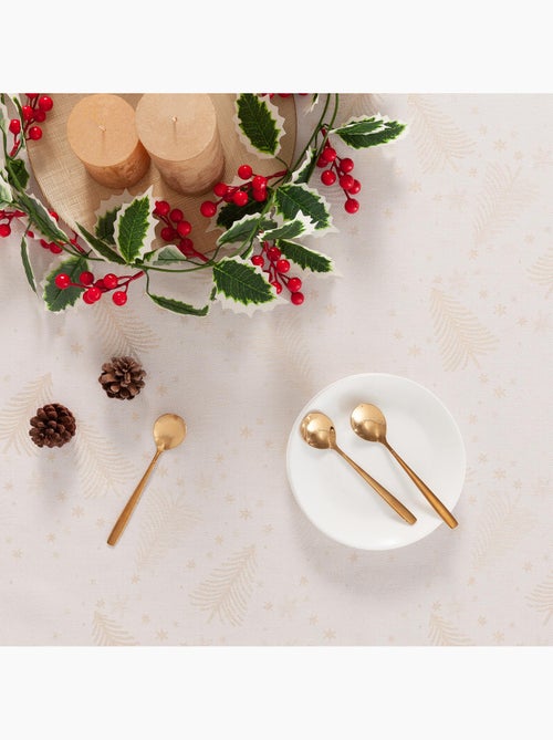 Toalha de mesa de natal em algodão, abetos e estrelas dourados em relevo - gamusi - Kiabi Toalha de mesa de natal em algodão, abetos e estrelas dourados em relevo - gamusi - Kiabi