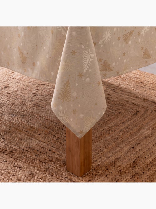 Toalha de mesa de natal em algodão, abetos e estrelas dourados em relevo - gamusi - Kiabi
