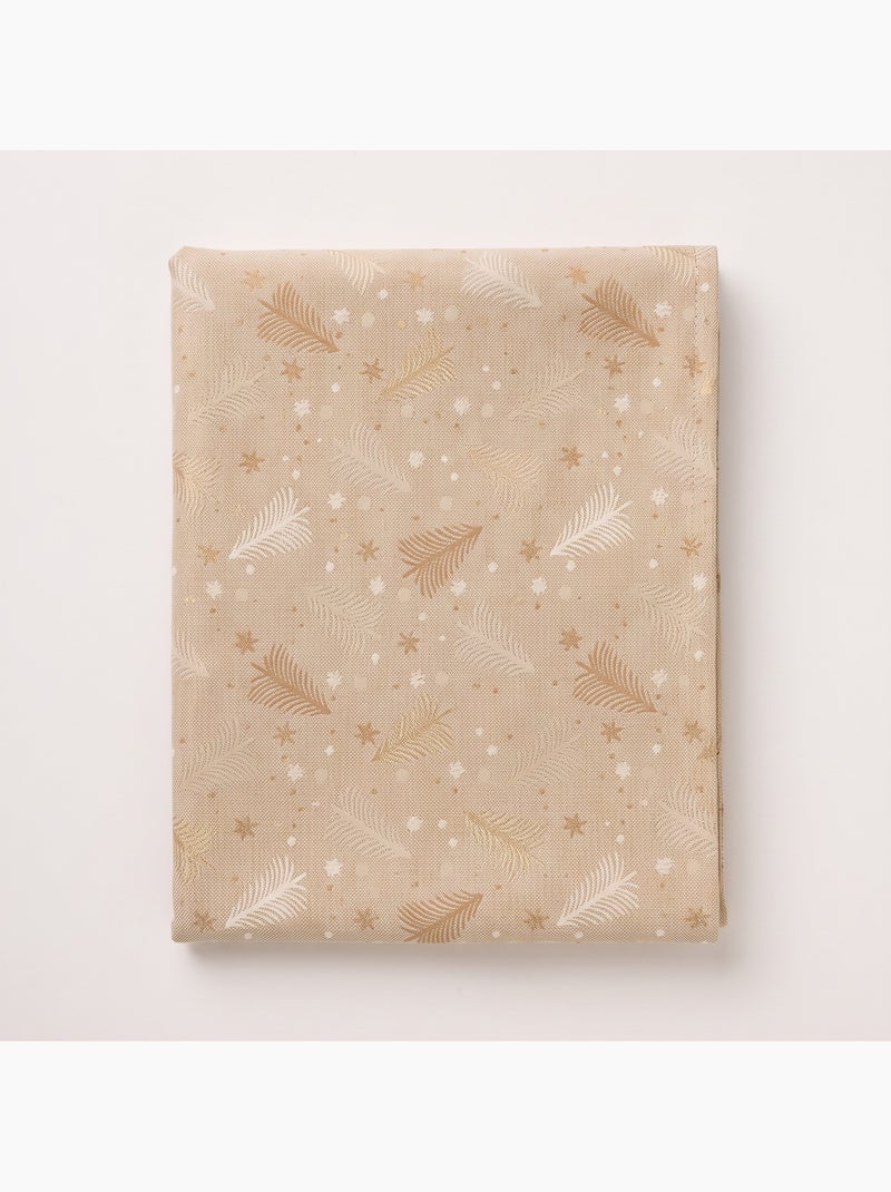 Toalha de mesa de natal em algodão, abetos e estrelas dourados em relevo - gamusi Branco Perolado/Bege/Dourado - Kiabi