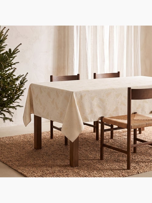 Toalha de mesa de natal em algodão, abetos e estrelas dourados em relevo - gamusi - Kiabi Toalha de mesa de natal em algodão, abetos e estrelas dourados em relevo - gamusi - Kiabi
