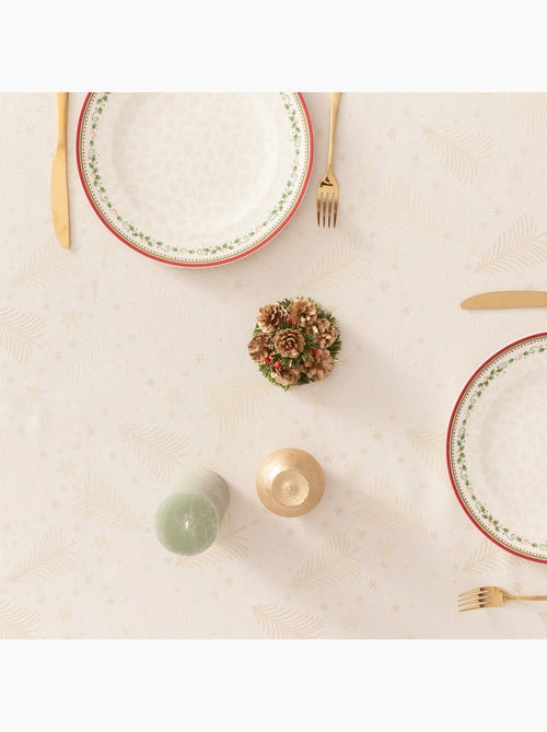 Toalha de mesa de natal em algodão, abetos e estrelas dourados em relevo - gamusi - Kiabi Toalha de mesa de natal em algodão, abetos e estrelas dourados em relevo - gamusi - Kiabi