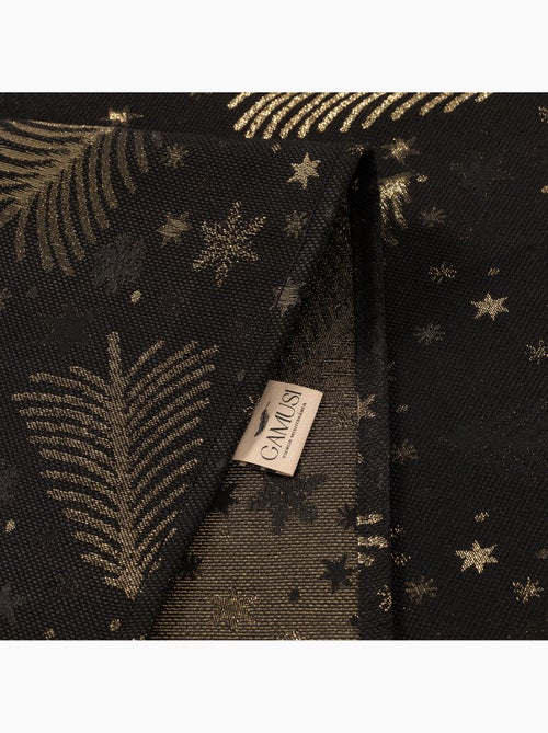 Toalha de mesa de natal em algodão, abetos e estrelas dourados em relevo - gamusi - Kiabi