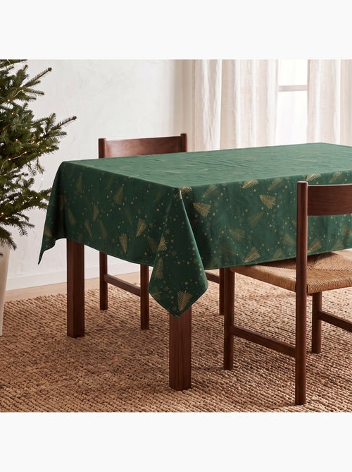Toalha de mesa de natal em algodão, abetos e estrelas dourados em relevo - gamusi - Kiabi Toalha de mesa de natal em algodão, abetos e estrelas dourados em relevo - gamusi - Kiabi