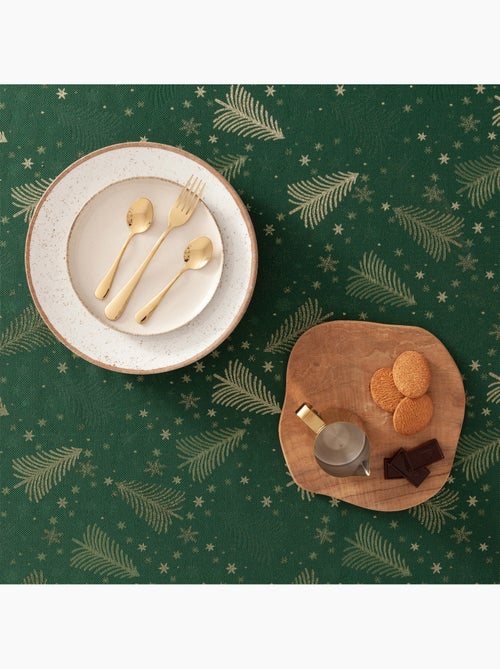 Toalha de mesa de natal em algodão, abetos e estrelas dourados em relevo - gamusi - Kiabi Toalha de mesa de natal em algodão, abetos e estrelas dourados em relevo - gamusi - Kiabi
