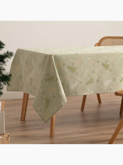 Toalha de mesa de natal em algodão, abetos e estrelas dourados em relevo - gamusi - Kiabi