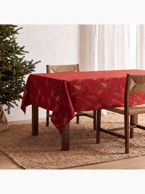 Toalha de mesa de natal em algodão, abetos e estrelas dourados em relevo - gamusi - Kiabi Toalha de mesa de natal em algodão, abetos e estrelas dourados em relevo - gamusi - Kiabi
