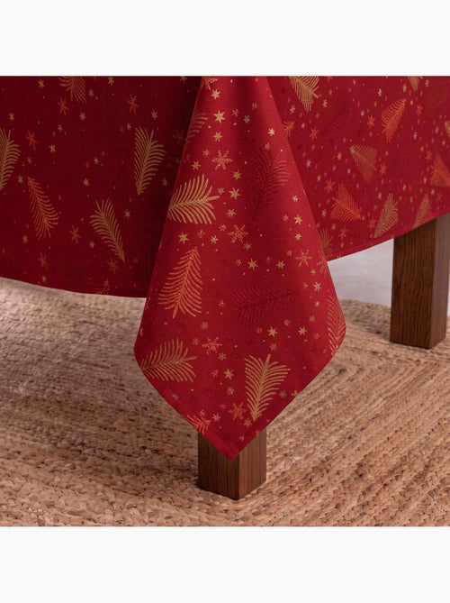 Toalha de mesa de natal em algodão, abetos e estrelas dourados em relevo - gamusi - Kiabi Toalha de mesa de natal em algodão, abetos e estrelas dourados em relevo - gamusi - Kiabi