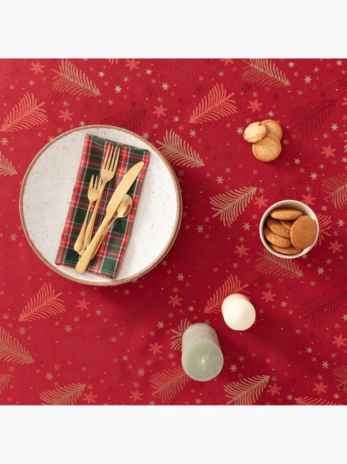 Toalha de mesa de natal em algodão, abetos e estrelas dourados em relevo - gamusi - Kiabi Toalha de mesa de natal em algodão, abetos e estrelas dourados em relevo - gamusi - Kiabi