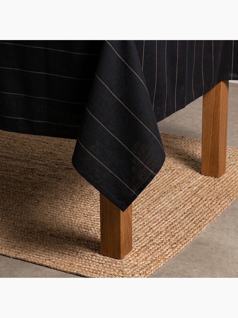 Toalha de mesa de natal em algodão às riscas com fio lurex em relevo - gamusi. Preto - Kiabi
