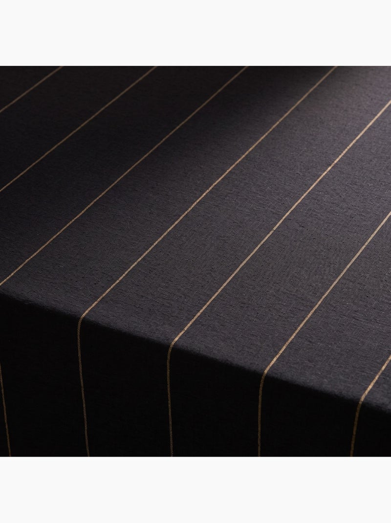 Toalha de mesa de natal em algodão às riscas com fio lurex em relevo - gamusi. Preto - Kiabi