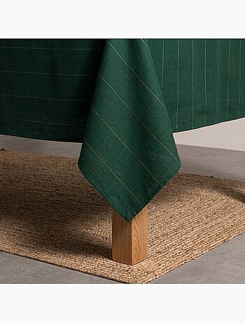 Toalha de mesa de natal em algodão às riscas com fio lurex em relevo - gamusi.